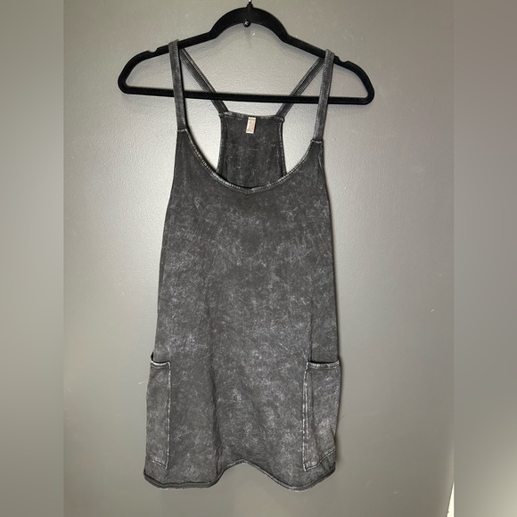 Free People | Hot Shot Mini Dress Romper | Washed Black | Medium | NWOT - Picture 1 of 9